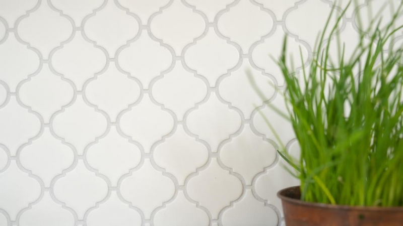 Muestra de mano retro vintage mosaico azulejo cerámica florentino blanco mate MOS13-11WM_m