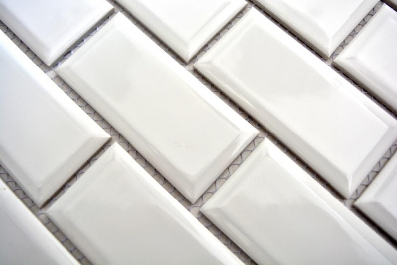 Muestra de mano Metro Subway mosaico azulejo cerámica BLANCO azulejo backsplash cocina pared MOS26M-0101_m