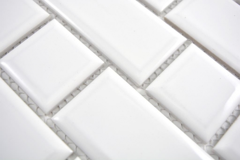 Muestra de mano Metro Subway mosaico azulejo cerámica blanco backsplash cocina pared MOS26WM-0101_m