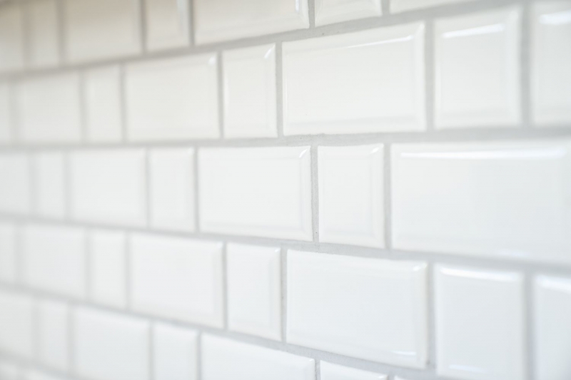 Muestra de mano Metro Subway mosaico azulejo cerámica blanco backsplash cocina pared MOS26WM-0101_m
