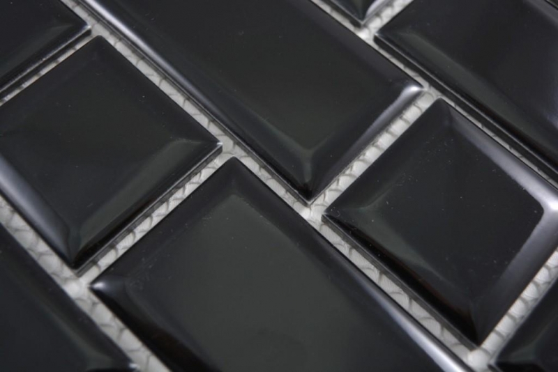 Muestra de mano Metro Subway mosaico azulejo cerámica negro azulejo backsplash cocina MOS26WM-0301_m