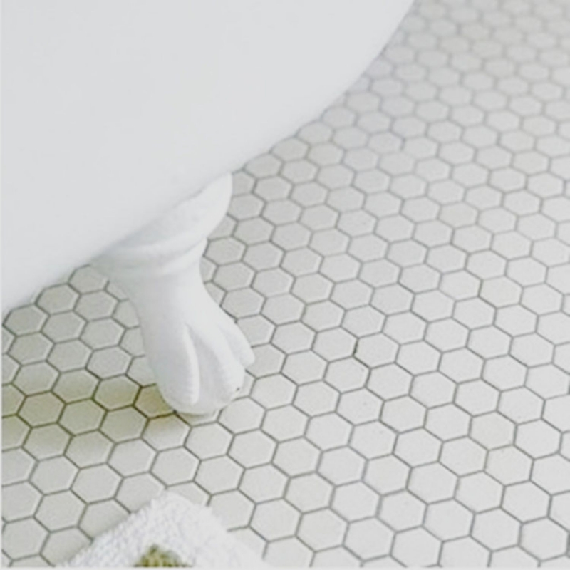Muestra de mano mosaico azulejo cerámica hexágono blanco mate pared ducha backsplash azulejos de pared MOS11A-0111_m
