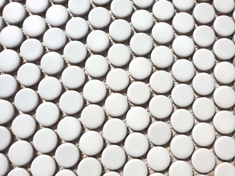Muestra de mano botón mosaico LOOP redondo mosaico blanco brillante pared cocina ducha BAD MOS10-0102_m