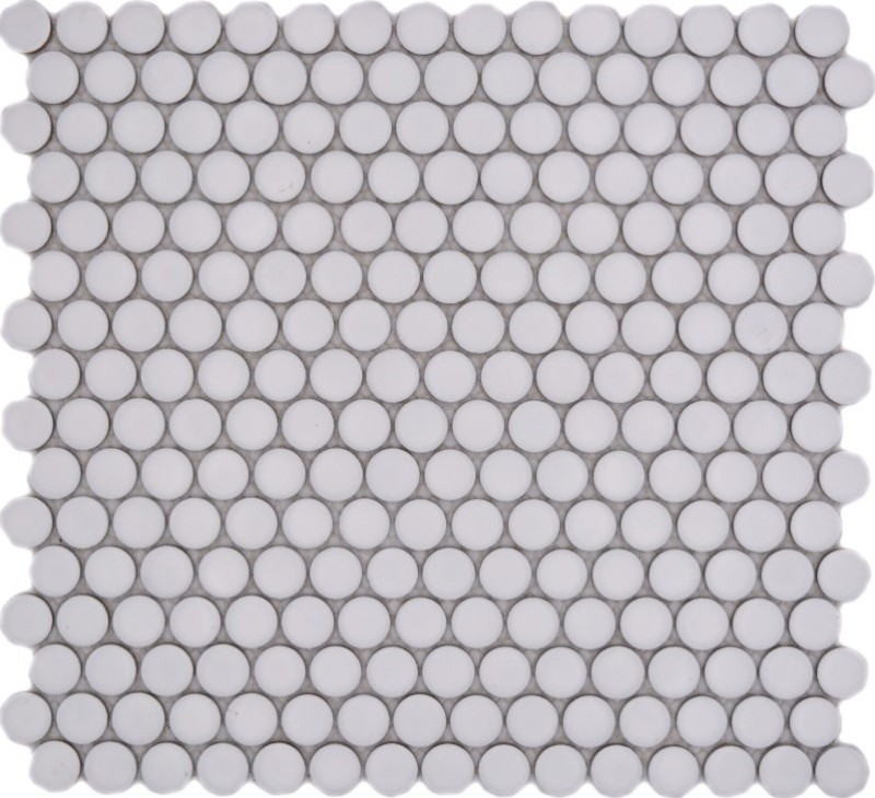 Muestra de mano botón mosaico LOOP redondo mosaico blanco mate pared cocina ducha BAD MOS10-0111_m
