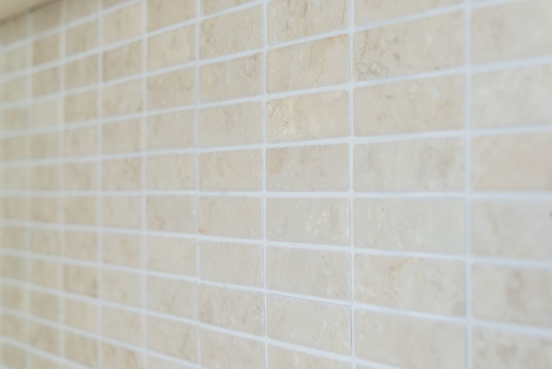 Muestra de mano mosaico azulejo cerámica varillas aspecto piedra luz beige azulejo backsplash cocina MOS24-STSO45_m