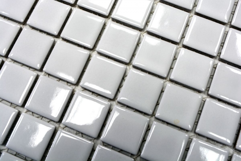 Muestra de mano mosaico azulejo cerámica BLANCO GLOSSY pared azulejo backsplash cocina ducha MOS18-0102_m