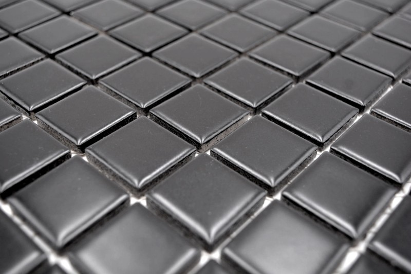 Muestra de mano mosaico azulejo cerámica NEGRO MATE backsplash pared azulejos cocina MOS18-0311_m