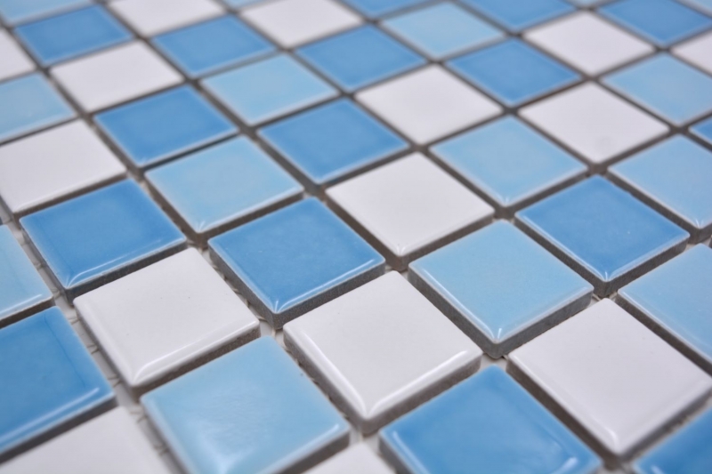 Muestra de mano piscina mosaico mosaico azulejo cerámica azul blanco brillante pared de ducha MOS18-0407_m