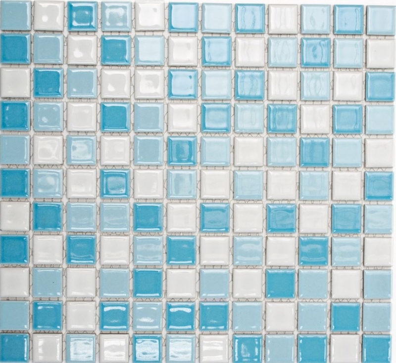 Muestra de mano piscina mosaico mosaico azulejo cerámica azul blanco brillante pared de ducha MOS18-0407_m