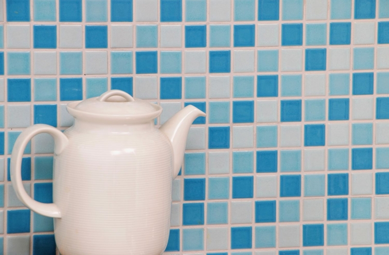 Muestra de mano piscina mosaico mosaico azulejo cerámica azul blanco brillante pared de ducha MOS18-0407_m