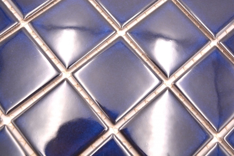 Muestra de mano mosaico azulejo cerámica azul cobalto azul oscuro brillante backsplash MOS14-0405_m