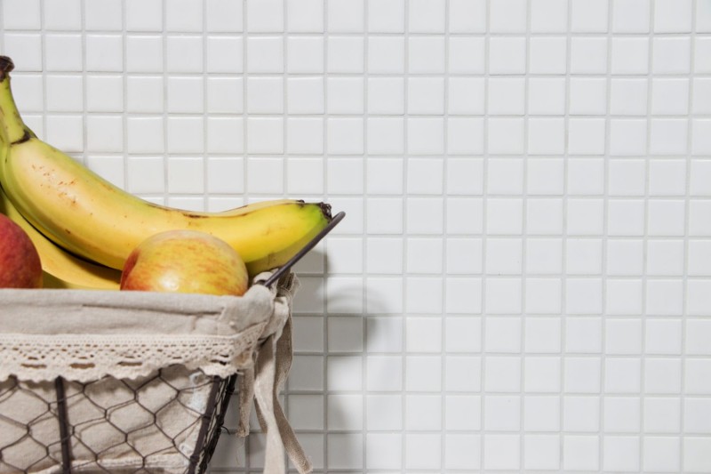 Muestra de mano cerámica mosaico BLANCO MATE ducha splashback baño azulejo cocina splashback MOS18D-0111_m