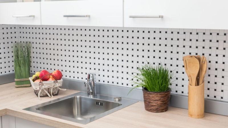 Muestra de mano mosaico azulejo cerámica cesta blanco mate negro mate MOS13-CBAS19_m