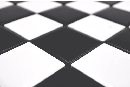 Muestra de mano mosaico azulejo cerámica blanco negro mate tablero de ajedrez azulejo backsplash MOS16-CD202_m