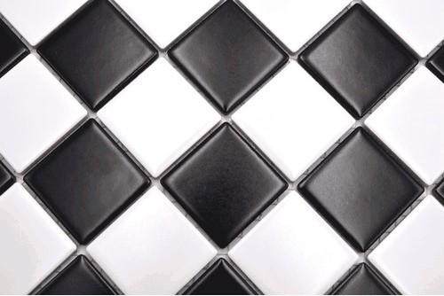 Muestra de mano mosaico azulejo cerámica blanco negro mate tablero de ajedrez azulejo backsplash MOS16-CD202_m