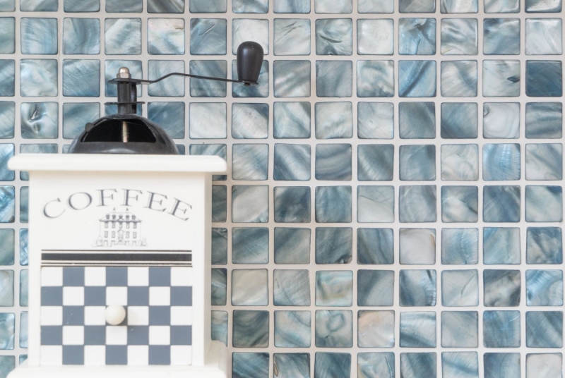 Muestra de mano azulejo mosaico concha azul gris azulejo de pared azulejo de baño MOS150-SM2582_m