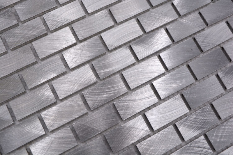 Muestra de mano mosaico azulejo aluminio plata Ladrillo aluminio alu Azulejo backsplash cocina MOS48-0204_m