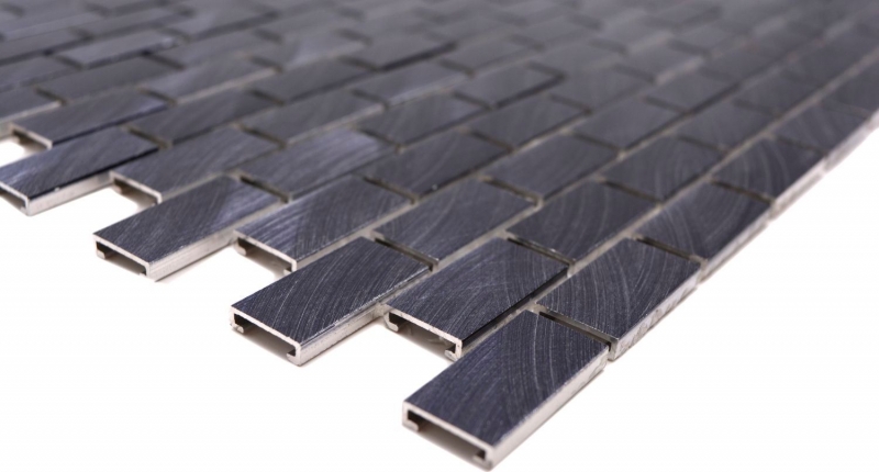 Muestra de mano mosaico azulejo aluminio ladrillo aluminio negro azulejo backsplash cocina MOS48-0304_m