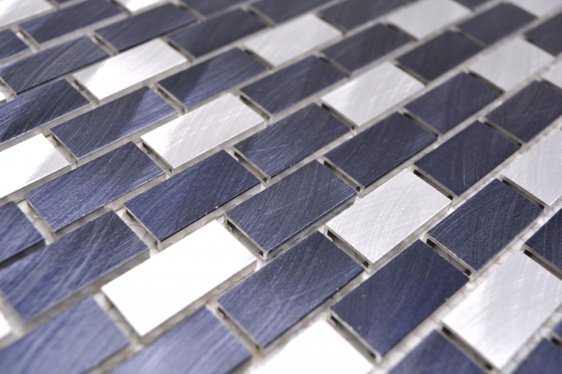Muestra de mano mosaico azulejo aluminio ladrillo aluminio alu negro azulejo backsplash cocina MOS48-0208_m