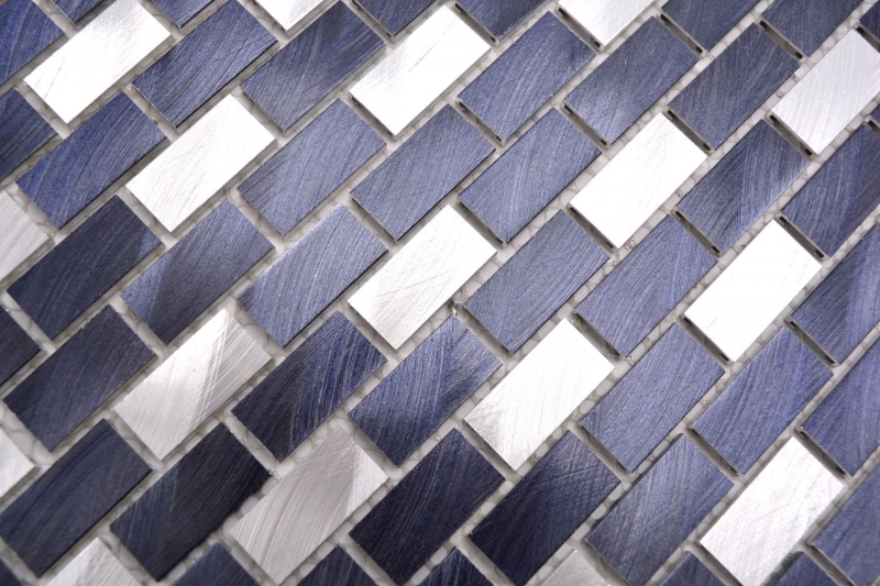 Muestra de mano mosaico azulejo aluminio ladrillo aluminio alu negro azulejo backsplash cocina MOS48-0208_m