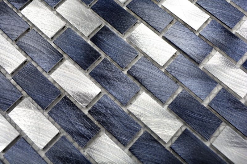Muestra de mano mosaico azulejo aluminio ladrillo aluminio alu negro azulejo backsplash cocina MOS48-0208_m