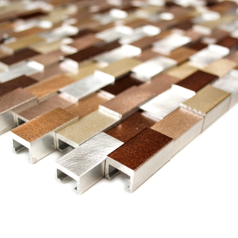 Muestra de mano mosaico azulejo Aluminio Ladrillo Aluminio 3D alu plata cobre MOS49-0207_m