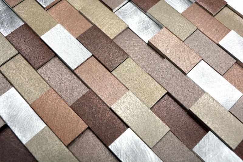 Muestra de mano mosaico azulejo Aluminio Ladrillo Aluminio 3D alu plata cobre MOS49-0207_m