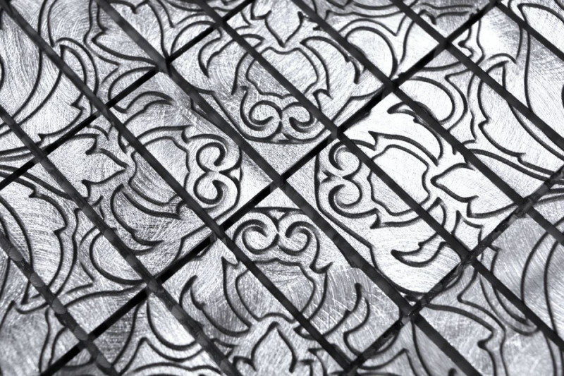 Muestra de mano mosaico azulejo aluminio rectángulo aluminio plata azulejo backsplash cocina MOS49-C101D_m