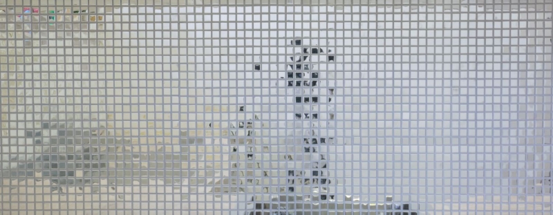 Muestra de mano mosaico azulejo acero inoxidable plata acero brillante azulejo backsplash cocina MOS129-15G_m