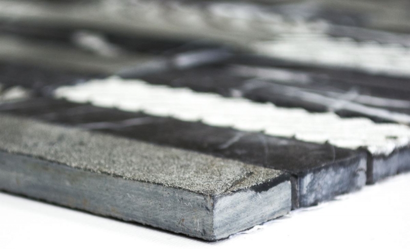 Muestra de mano mosaico azulejo mármol piedra natural rectángulo piedra talla plata negro MOS40-STN89_m
