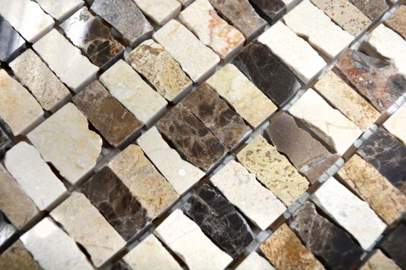 Muestra hecha a mano mosaico azulejo mármol piedra natural palillos beige Alfombra Crema Marfil Dark Emperador apomazado MOSSopo-M10-VH21_m