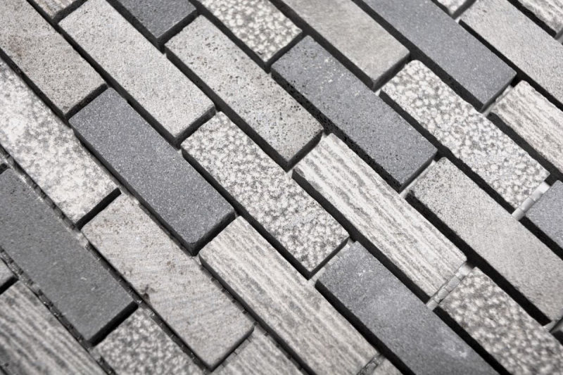 Muestra de mano mosaico azulejo mármol piedra natural gris Ladrillo piedra Talla cemento MOS40-B49_m