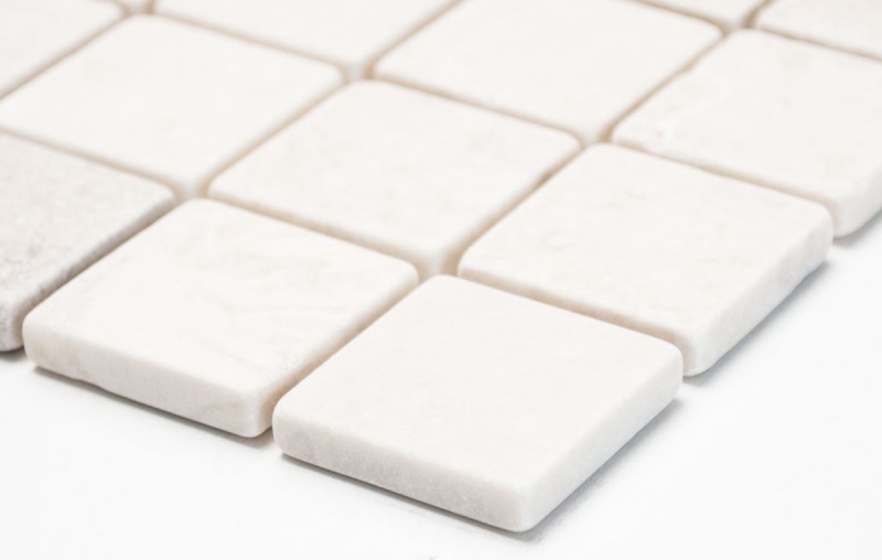 Muestra de mano mosaico azulejo mármol piedra natural blanco Botticino Anticato MOS42-0104_m