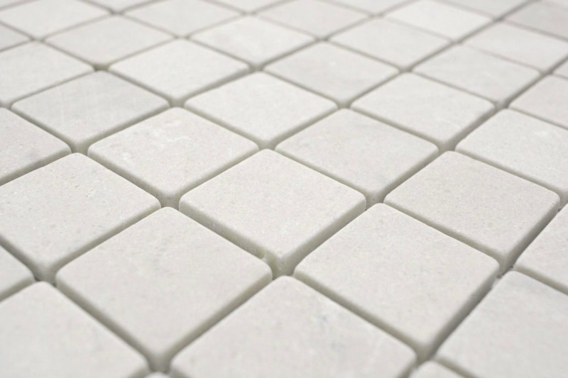 Muestra de mano mosaico azulejo mármol piedra natural blanco Botticino Anticato MOS42-0104_m