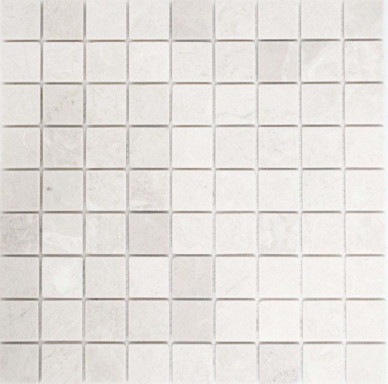 Muestra de mano mosaico azulejo mármol piedra natural blanco Botticino Anticato MOS42-0104_m