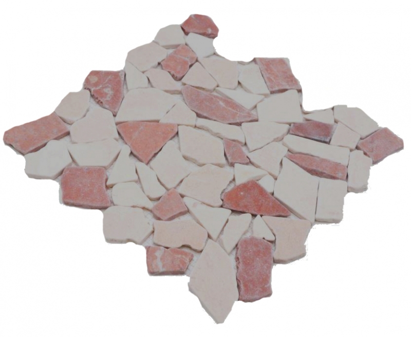 Muestra de mano mosaico azulejo mármol piedra natural rojo beige cantera Ciot Rosso Verona Botticino MOS44-1002_m