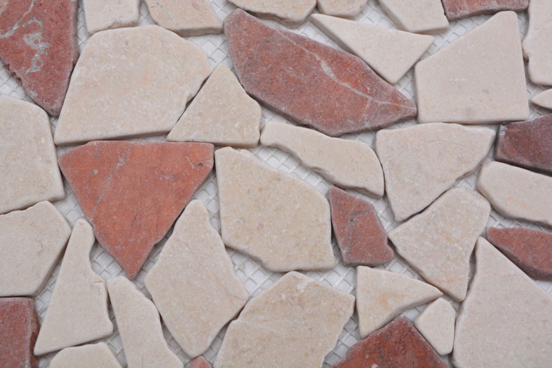 Muestra de mano mosaico azulejo mármol piedra natural rojo beige cantera Ciot Rosso Verona Botticino MOS44-1002_m