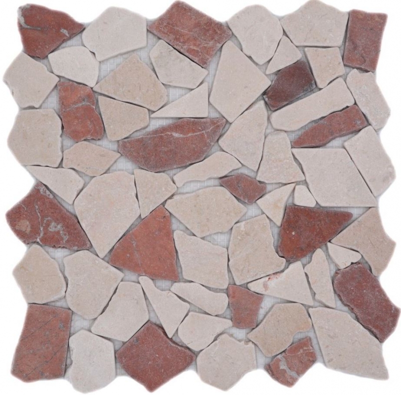 Muestra de mano mosaico azulejo mármol piedra natural rojo beige cantera Ciot Rosso Verona Botticino MOS44-1002_m