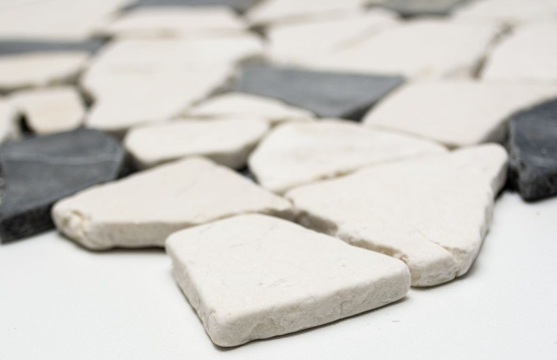 Muestra de mano mosaico azulejo mármol piedra natural beige negro cantera Ciot BianconeJava MOS44-30-110_m