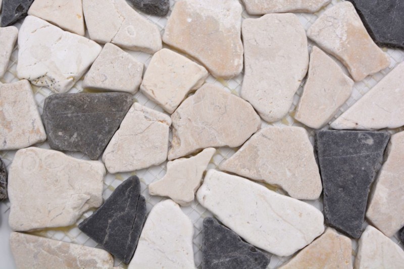 Muestra de mano mosaico azulejo mármol piedra natural beige negro cantera Ciot BianconeJava MOS44-30-110_m