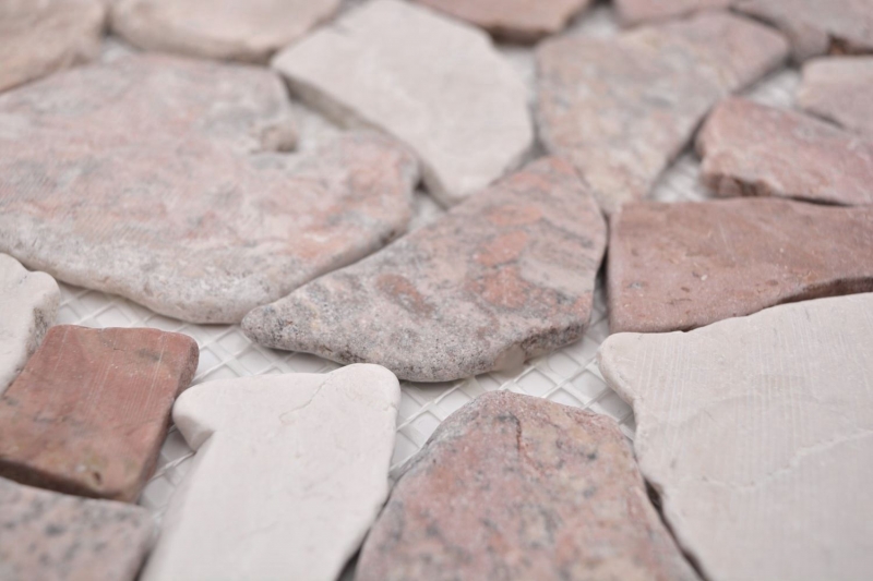 Muestra de mano mosaico azulejo mármol piedra natural beige rojo cantera Ciot RossoCream MOS44-30-130_m