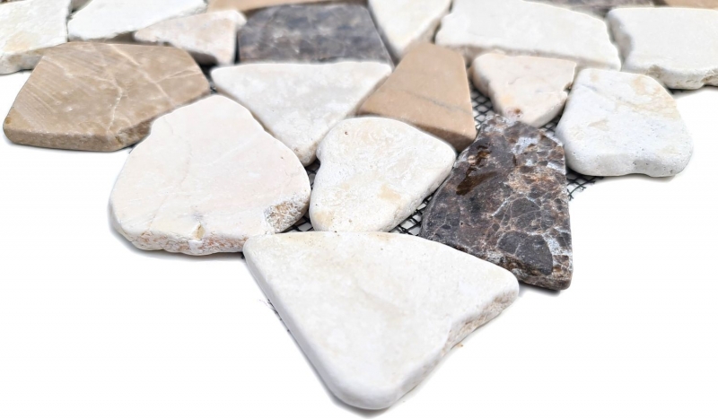 Muestra de mano mosaico azulejo mármol piedra natural beige marrón cantera Ciot CastanaoCrema MOS44-30-190_m