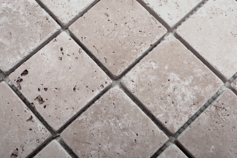 Muestra de mano mosaico azulejo travertino piedra natural beige Chiaro Antique Travertino MOS43-46048_m