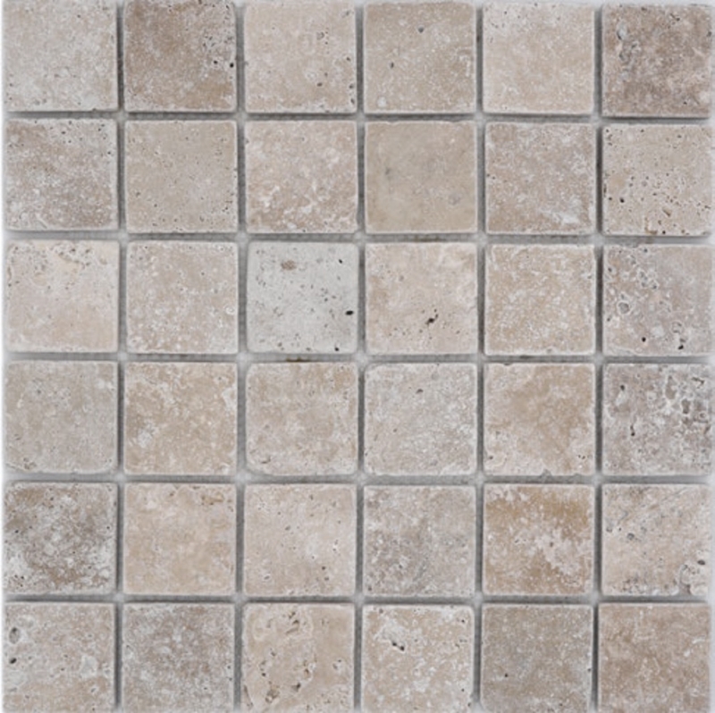 Muestra de mano mosaico azulejo travertino piedra natural beige Chiaro Antique Travertino MOS43-46048_m