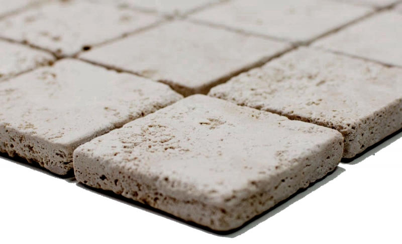 Muestra de mano mosaico azulejo travertino piedra natural beige Chiaro Antique Travertino MOS43-46048_m