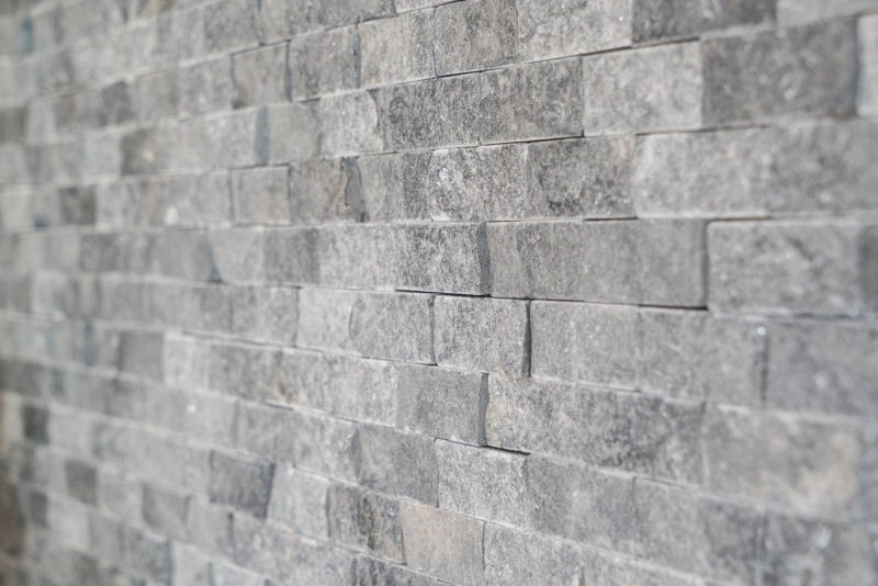 Muestra de mano mosaico piedra pared mármol piedra natural gris antracita Ladrillo Splitface gris Mármol 3D MOS40-48196_m