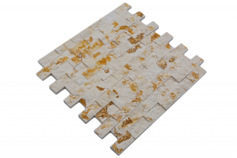 Muestra de mano mosaico piedra pared mármol piedra natural Ladrillo Splitface soleado beige 3 D MOS42-X3D46_m