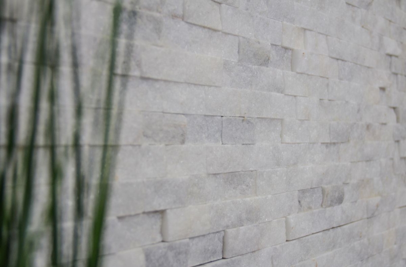 Muestra de mano mosaico azulejo mármol piedra natural blanco Ladrillo Splitface Ibiza Azúcar Mármol 3D MOS45-0204_m