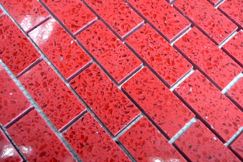 Muestra de mano mosaico azulejo espejo cuarzo compuesto piedra artificial Ladrillo Artificial rojo MOS46-ASMB4_m