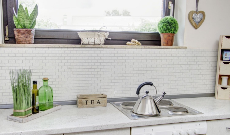 Muestra de mano mosaico azulejo backsplash cuarzo compuesto piedra artificial Ladrillo Artifical blanco MOS46-0104_m